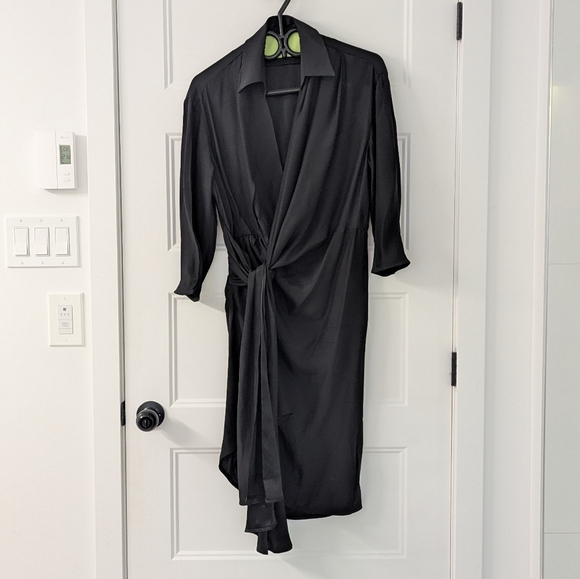 Gauge81 Miya Silk Wrap Dress Black Asymmetric Luxury Designer Size 40 / Small - Picture 2 of 8